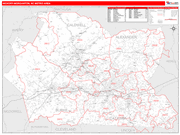 Hickory-Lenoir-Morganton Metro Area Wall Map Red Line Style